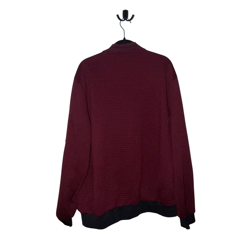 Mens Burgundy Quilted Grid Bomber Jacket Full Zip Sleeve Pocket XXXL - Picture 7 of 12